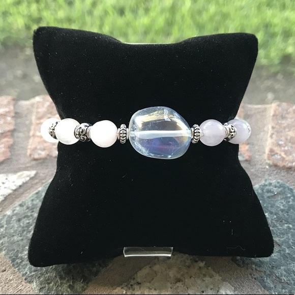 Genuine rose quartz beads aura crystal bracelet - Picture 4 of 8